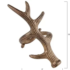 Kirklands Home Table Linens|Bronze Reindeer Antler Napkin Rings, Set of 4 Brown