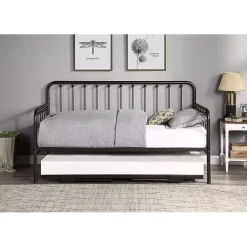 Kirklands Home Beds & Headboards|Bronze Spindleback Metal Trundle Day Bed Brown