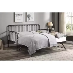 Kirklands Home Beds & Headboards|Bronze Spindleback Metal Trundle Day Bed Brown