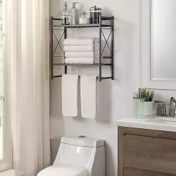 Kirklands Home Bathroom Accessories|Bronze 2-Tier Utility Shelf Brown