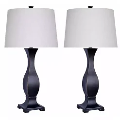 Kirklands Home Table Lamps|Bronzed Hourglass 2-pc. Table Lamp Set White