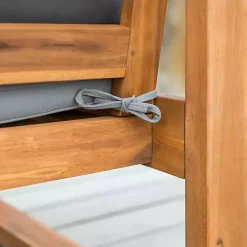 Kirklands Home Outdoor Seating|Brown Acacia Outdoor Loveseat with Cushions Gray