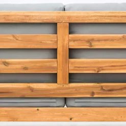 Kirklands Home Outdoor Seating|Brown Acacia Outdoor Loveseat with Cushions Gray