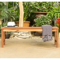 Kirklands Home Outdoor Seating|Acacia Wood Outdoor Bench Brown