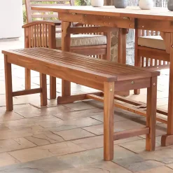 Kirklands Home Outdoor Seating|Acacia Wood Outdoor Bench Brown