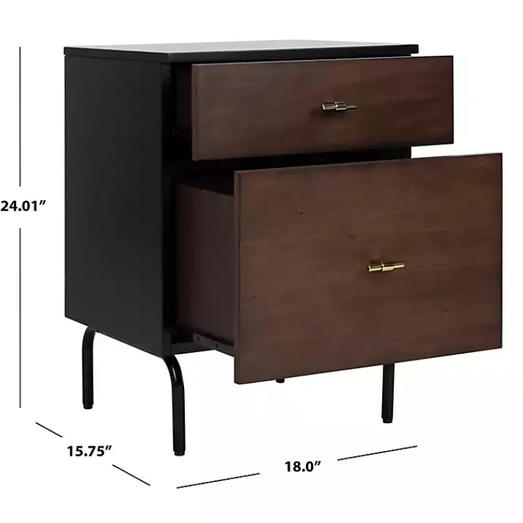 Kirklands Home Nightstands|and Black 2-Drawer Nightstand Brown