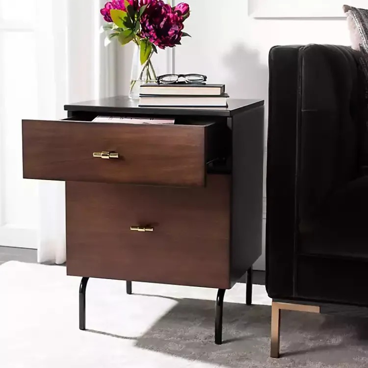 Kirklands Home Nightstands|and Black 2-Drawer Nightstand Brown