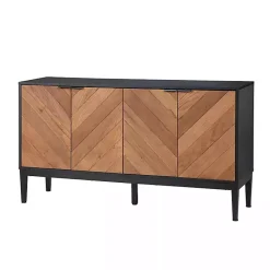 Kirklands Home Cabinets & Sideboards|Brown and Black Wood Chevron 4-Door Sideboard