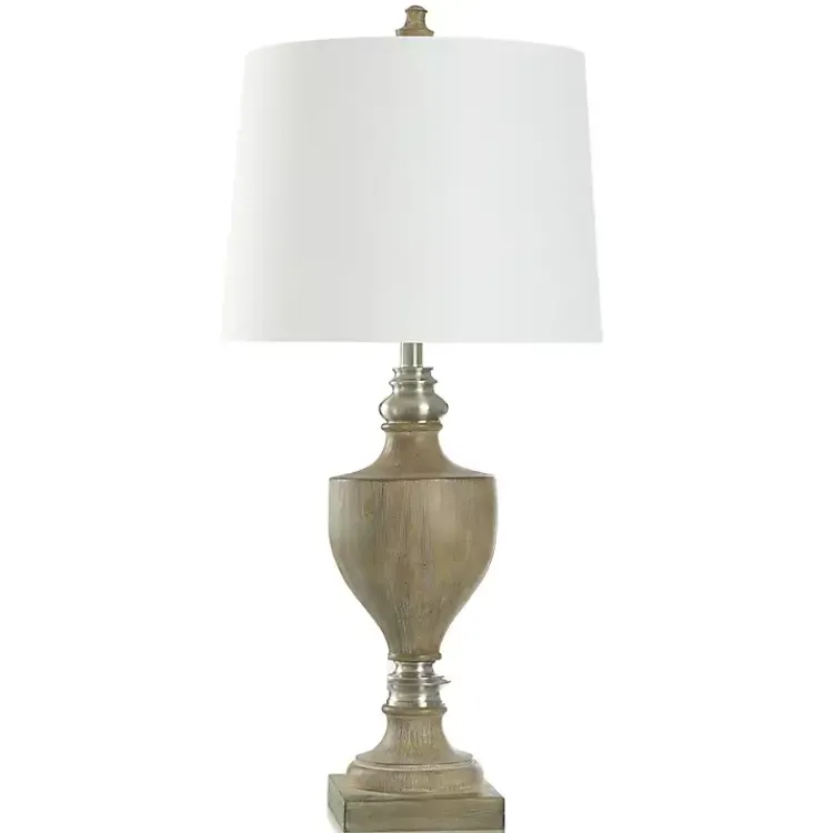 Kirklands Home Table Lamps|Brown and Brushed Silver Table Lamp White