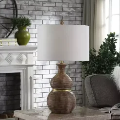 Kirklands Home Table Lamps|Brown and Gold Gourd Table Lamp White