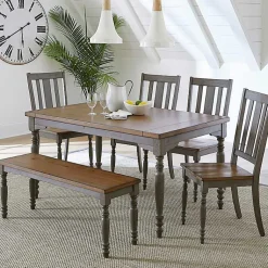 Kirklands Home Dining Chairs|and Gray Wooden Dining Bench Brown