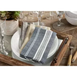 Kirklands Home Table Linens|and White Striped Napkins, Set of 4 Brown