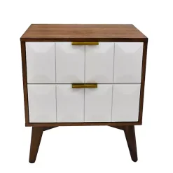 Kirklands Home Nightstands|Brown and White Wood 2-Drawer Nightstand