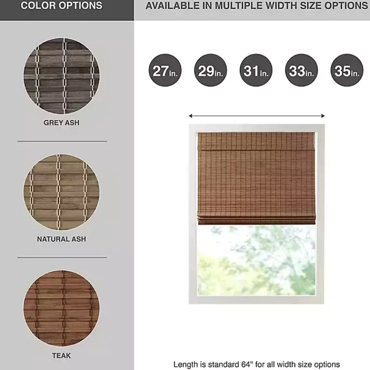 Kirklands Home Curtains & Drapes|Bamboo Light Filtering Roman Shade, 33 in. Brown