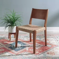 Kirklands Home Dining Chairs|Basketweave Wood Dining Chairs, Set of 2 Brown