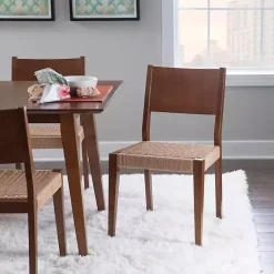 Kirklands Home Dining Chairs|Basketweave Wood Dining Chairs, Set of 2 Brown