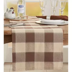 Kirklands Home Table Linens|Brown Block Plaid Table Runner, 90 in.