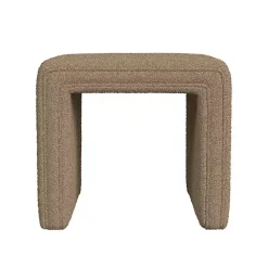Kirklands Home Benches & Ottomans|Boucle Channeled Upholstered Ottoman Brown