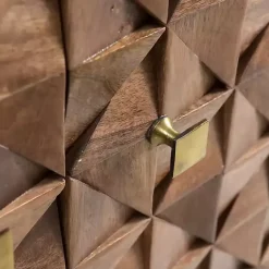 Kirklands Home Cabinets & Sideboards|Brown Carved Wood Woven 2-Door Cabinet