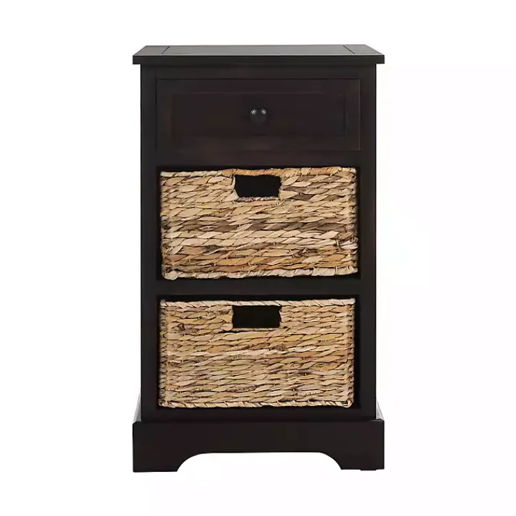 Kirklands Home Accent & End Tables|Cora Accent Table with Woven Storage Baskets Brown
