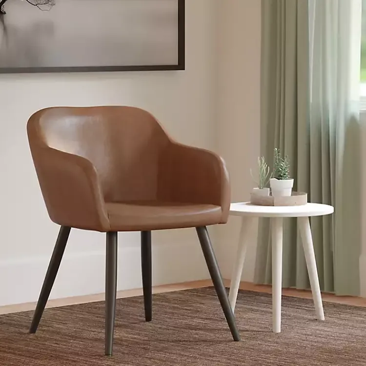 Kirklands Home Accent Chairs|Faux Leather Adalena Accent Chair Brown