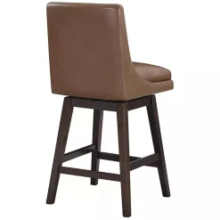 Kirklands Home Bar Stools & Counter Height Stools|Faux Leather Alli Swivel Counter Stool Brown