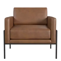 Kirklands Home Accent Chairs|Faux Leather Black Metal Accent Chair Brown