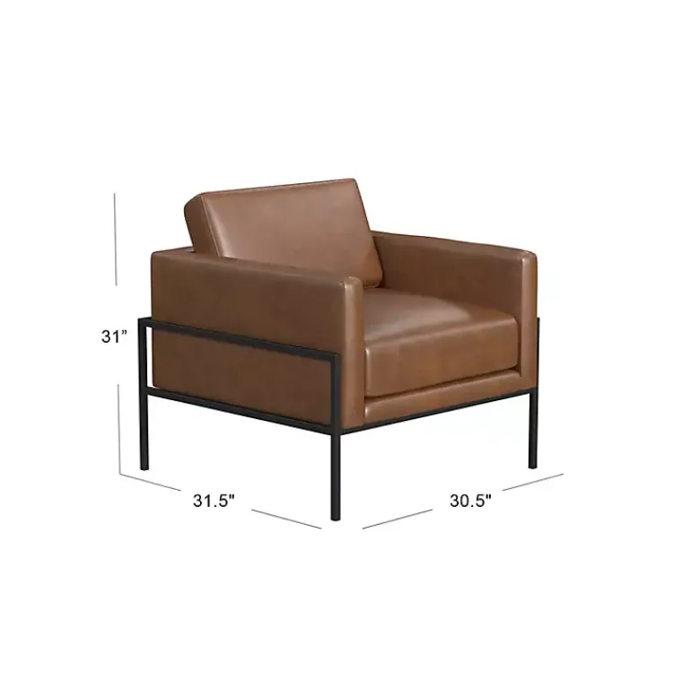 Kirklands Home Accent Chairs|Faux Leather Black Metal Accent Chair Brown