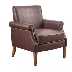 Kirklands Home Accent Chairs|Faux Leather Classic Accent Chair Brown
