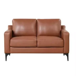 Kirklands Home Sofas & Loveseats|Faux Leather Fletcher Loveseat Brown