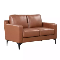 Kirklands Home Sofas & Loveseats|Faux Leather Fletcher Loveseat Brown