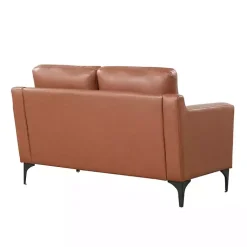 Kirklands Home Sofas & Loveseats|Faux Leather Fletcher Loveseat Brown