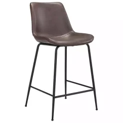 Kirklands Home Bar Stools & Counter Height Stools|Faux Leather Highback Counter Stool Brown