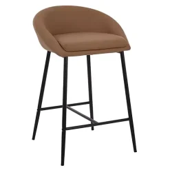 Kirklands Home Bar Stools & Counter Height Stools|Faux Leather Low Counter Stools, Set of 2 Brown