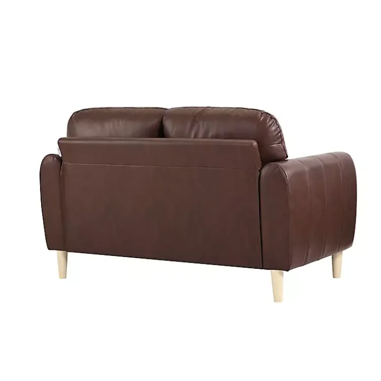 Kirklands Home Sofas & Loveseats|Faux Leather Lyon Loveseat Brown