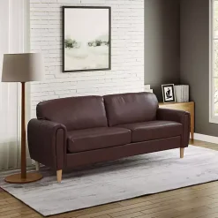 Kirklands Home Sofas & Loveseats|Faux Leather Lyon Sofa Brown