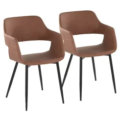Kirklands Home Dining Chairs|Faux Leather Marge Dining Chairs, Set of 2 Brown