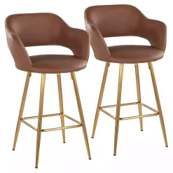 Kirklands Home Bar Stools & Counter Height Stools|Faux Leather Marge Counter Stools, Set of 2 Brown