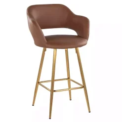 Kirklands Home Bar Stools & Counter Height Stools|Faux Leather Marge Counter Stools, Set of 2 Brown