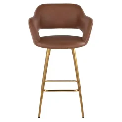 Kirklands Home Bar Stools & Counter Height Stools|Faux Leather Marge Counter Stools, Set of 2 Brown