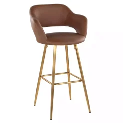 Kirklands Home Bar Stools & Counter Height Stools|Faux Leather Marge Bar Stools, Set of 2 Brown