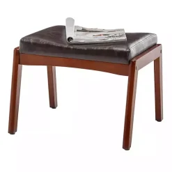 Kirklands Home Benches & Ottomans|Faux Leather Natasha Ottoman Stool Brown
