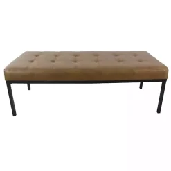 Kirklands Home Benches & Ottomans|Faux Leather Tufted Button Bench Brown