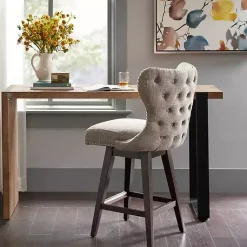 Kirklands Home Bar Stools & Counter Height Stools|Ivey High Wingback Swivel Counter Stool Brown