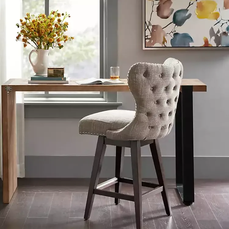 Kirklands Home Bar Stools & Counter Height Stools|Ivey High Wingback Swivel Counter Stool Brown