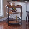 Kirklands Home Kitchen Islands & Bar Carts|Brown Norcross Industrial Rolling Bar Cart