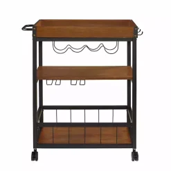 Kirklands Home Kitchen Islands & Bar Carts|Brown Norcross Industrial Rolling Bar Cart