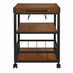 Kirklands Home Kitchen Islands & Bar Carts|Brown Norcross Industrial Rolling Bar Cart