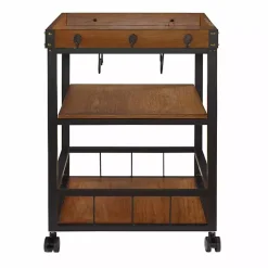 Kirklands Home Kitchen Islands & Bar Carts|Brown Norcross Industrial Rolling Bar Cart