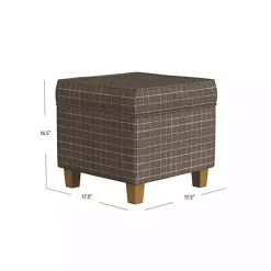 Kirklands Home Benches & Ottomans|Plaid Upholstered Square Storage Ottoman Brown